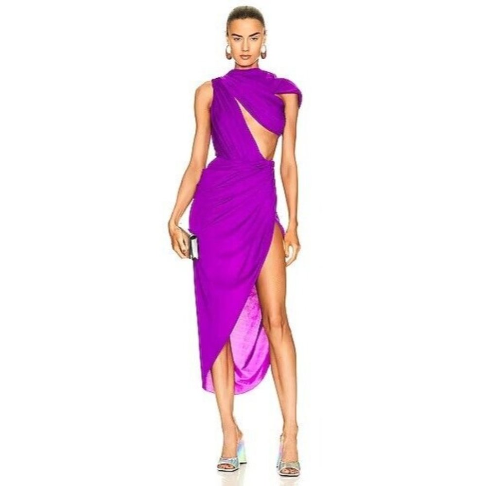 NERVI Bar Dress Purple Cut Out Party Cocktail